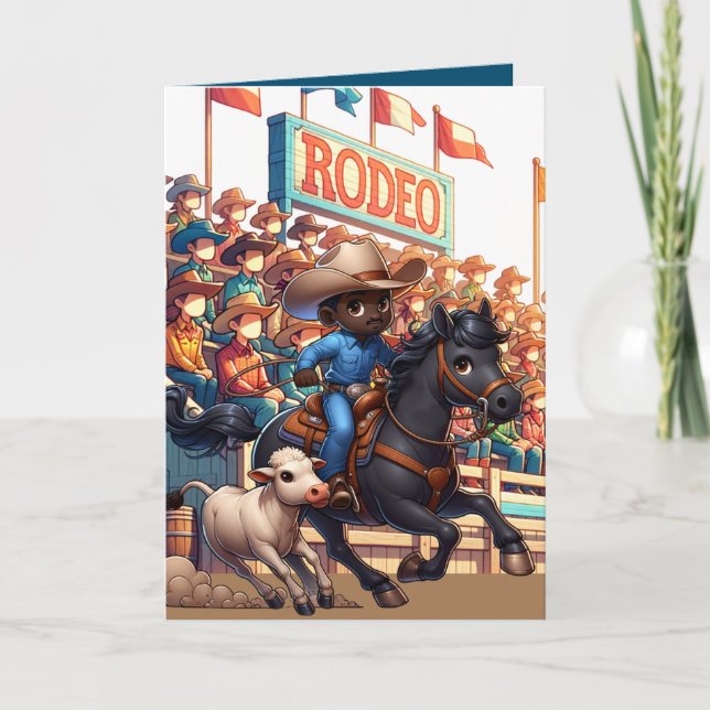 Western Rodeo Cowboy Calf Roping Custom Card (Front)
