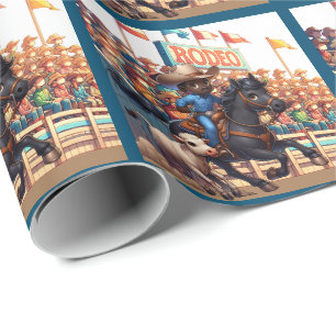Western Rodeo Cowboy Calf Roping Wrapping Paper