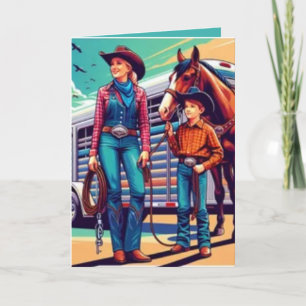 Western Rodeo Cowboy Cowgirl Personalized Birthday Card