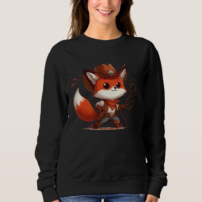 Western Rodeo Cowboy Hat Fox Texas Animals Sweatshirt (Front)