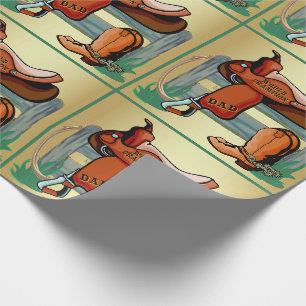 Western Rodeo Cowboy Saddle Boots Rope Dad Wrapping Paper