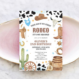 Western Rodeo Cowboy Second Rodeo 2nd Birthday Invitation