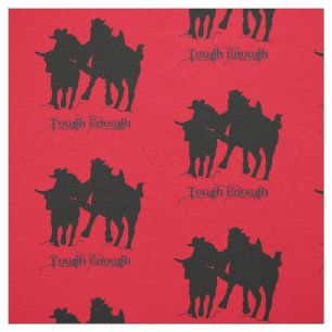 Western Rodeo Cowboy Steer Wrestling Fabric