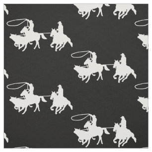Western Rodeo Cowboy Team Roping Fabric
