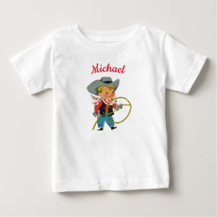 Western Rodeo cowboy with personalized name Baby T-Shirt