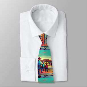 Western Rodeo Cowboys On The Fence Tie