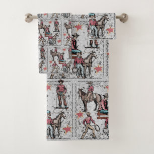 Western Rodeo Cowboys Roping Bath Towel Set