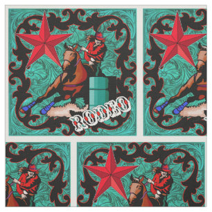 Western Rodeo Cowgirl Barrel Racing Faux Leather Fabric