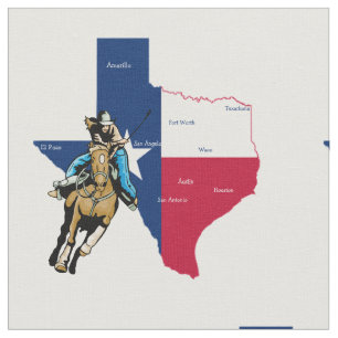Western Rodeo Cowgirl Barrel Racing In Texas Fabric