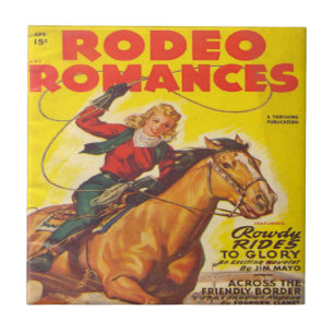 Western Rodeo Cowgirl Roping Rodeo Romance  Tile