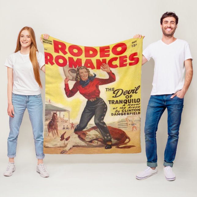 Western Rodeo Cowgirl Tying Calf Rodeo Romance    Fleece Blanket (In Situ)