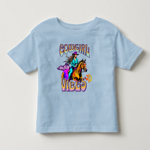 Western Rodeo Cowgirl Vibes and Horse Kids Toddler T-shirt