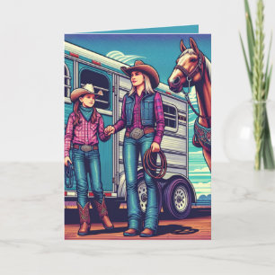 Western Rodeo Cowgirls Personalized Birthday Card