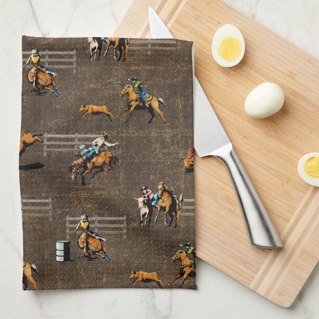 Western Rodeo Events Kitchen Towel (Quarter Fold)