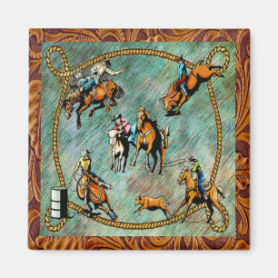 Western Rodeo Events Scene Magnet