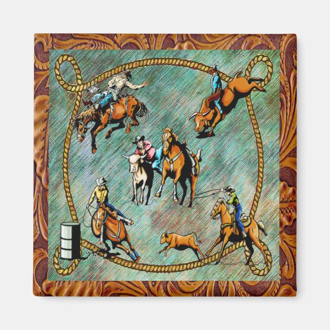 Western Rodeo Events Scene Magnet (Front)
