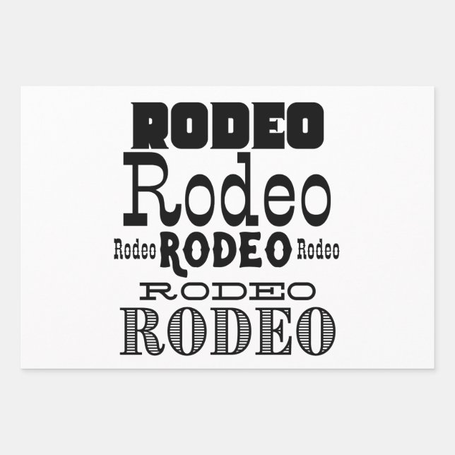 Western Rodeo Typography Wrapping Paper Sheet (Front)