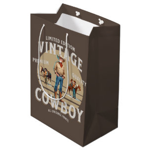 Western Rodeo Vintage Cowboy  Medium Gift Bag