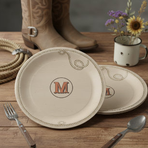 Western Rope Monogram Brand Family Reunion ID1318 Paper Plate
