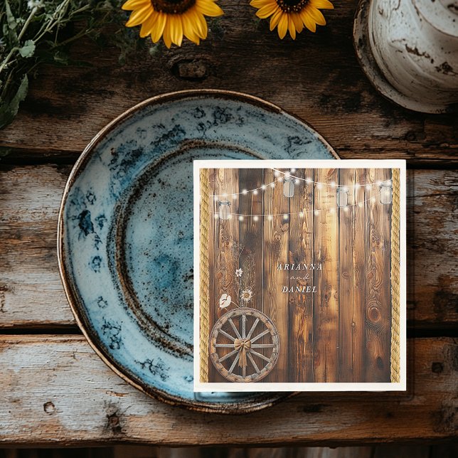 Western Rope Wagon Wheel Mason Jar Lights  Napkin (Creator Uploaded)