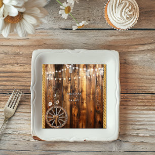 Western Rope Wagon Wheel Mason Jar Lights  Napkin
