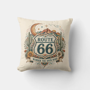 Western Route 66 Saguaro Sunset Accent Throw Pillow