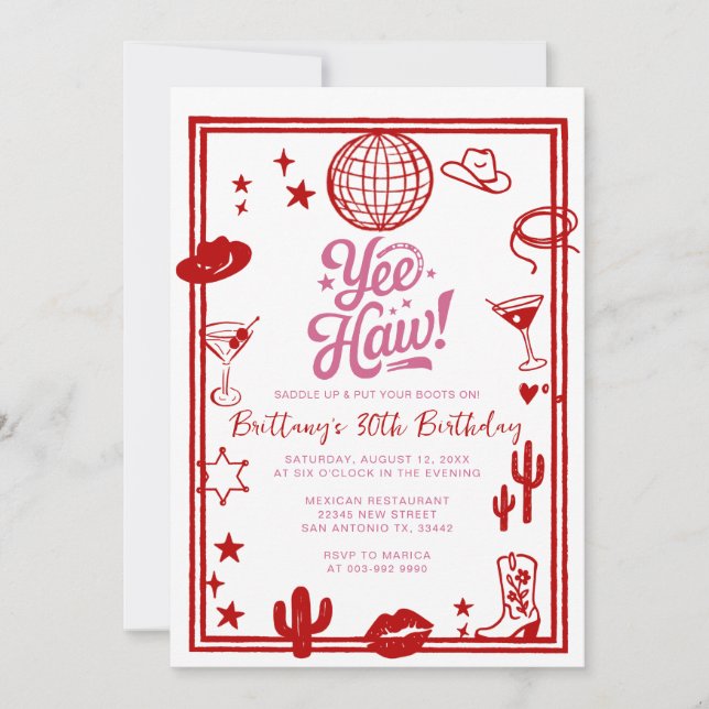 Western Rustic 30th, 40th Cowgirl Birthday  Invitation (Front)