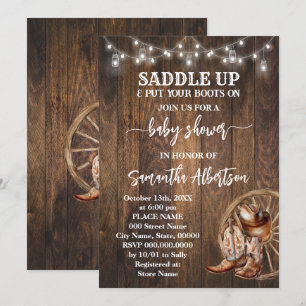 Western Rustic Baby Shower Country Boots Invitation
