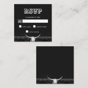 Western Rustic Black And White Bull Skull RSVP Enclosure Card