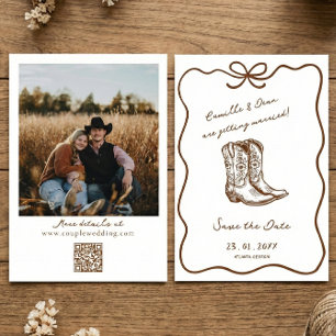 Western Rustic boho photo QR Code Save the Date I Invitation