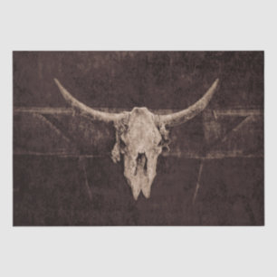 Western Rustic Bull Skull Brown Beige Old Country Tissue Paper