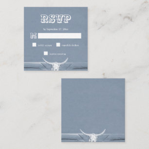 Western Rustic Dusty Blue White Bull Skull RSVP Enclosure Card