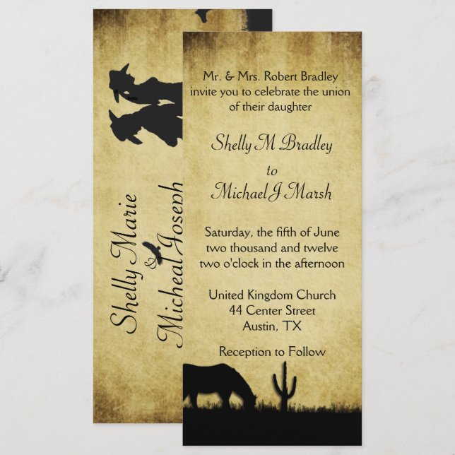 Western Rustic Faire-part de mariage (Devant / Derrière)