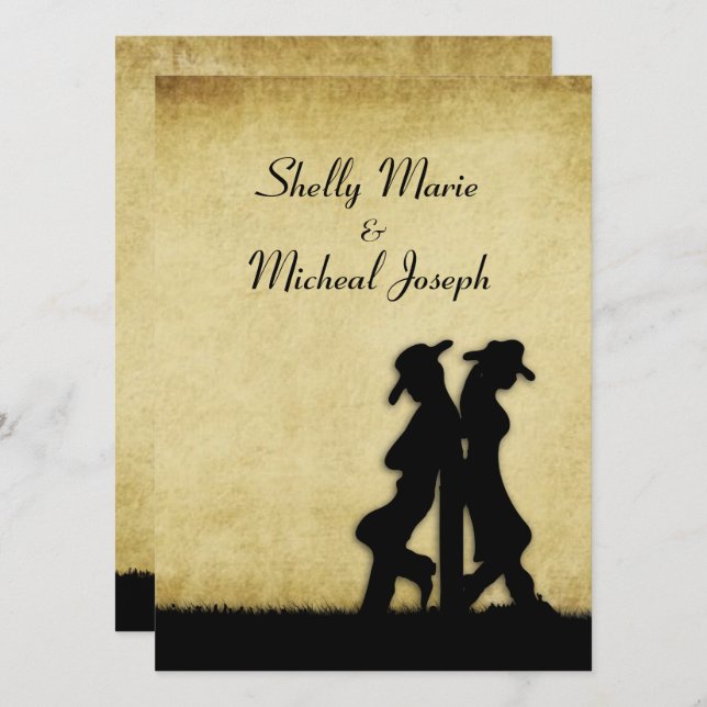 Western Rustic Faire-part de mariage (Devant / Derrière)