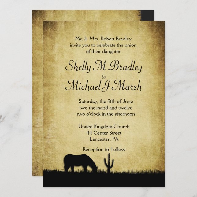 Western Rustic Faire-part de mariage (Devant / Derrière)