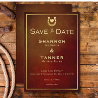 Western Rustic Horseshoe Burgundy & Gold Wedding