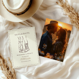 Western Rustic Modern Photo Save the Date 
