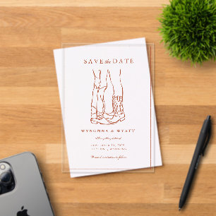 Western Rustic Modern Photo Save the Date Acrylic Invitations