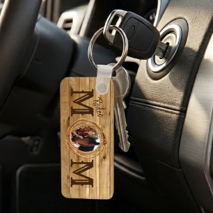 Western Rustic Rodeo Mom Photo Keychain