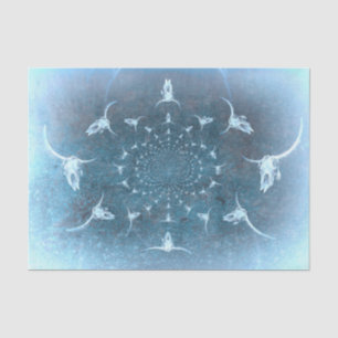 Western Rustic Vintage Blue Texture Bull Skull Tissue Paper