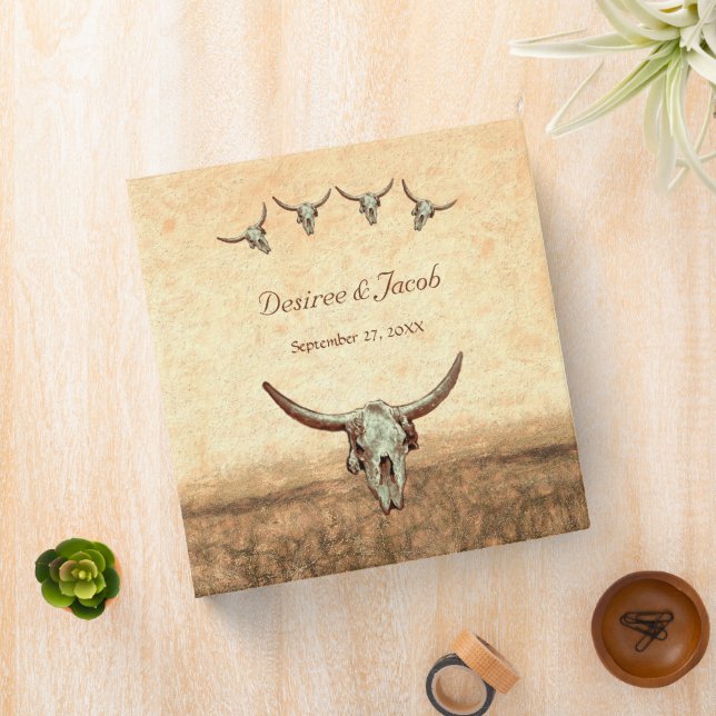 Western Rustic Wedding Country Cow Bull Skull Binder (In Situ)