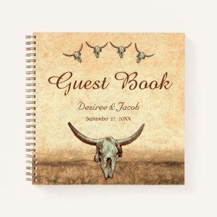 Western Rustic Wedding Country Cow Bull Skull Notebook