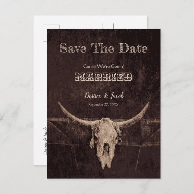 Western Rustic Wedding Vintage Save The Date Postcard (Front/Back)