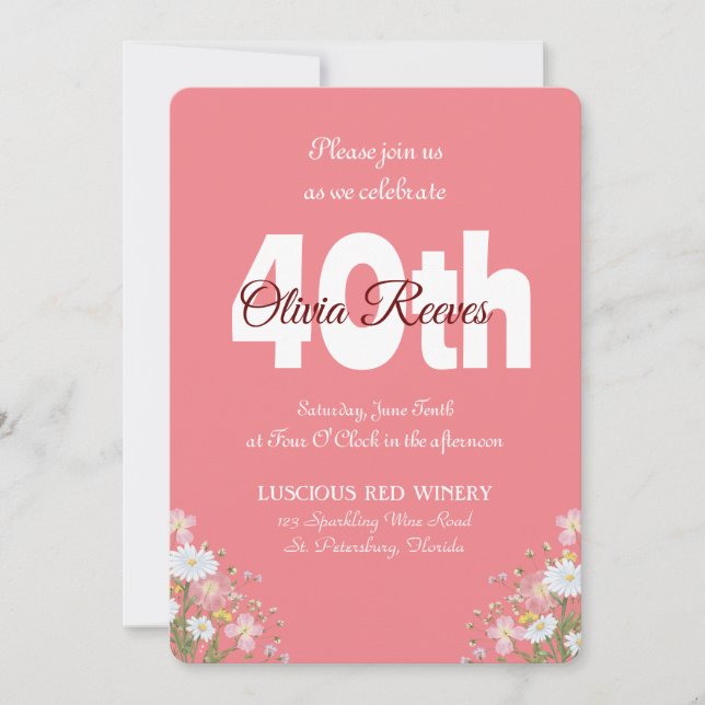 Western Rustic Wildflowers Personalized Birthday Invitation (Front)