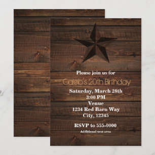 Western Rusty Star Wood Rustic Invitations