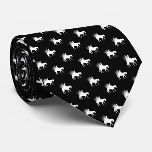 Western Saddle Black & White Cowgirl Pattern  Tie