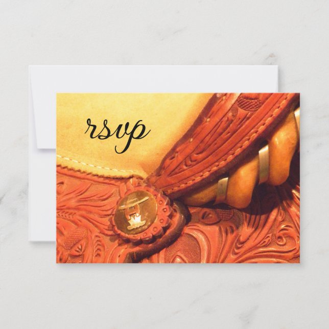 Western Saddle Country Wedding RSVP Response Card (Front)