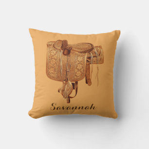 Western,Saddle,Cowgirl, Horse Riding, Mother's Day Throw Pillow
