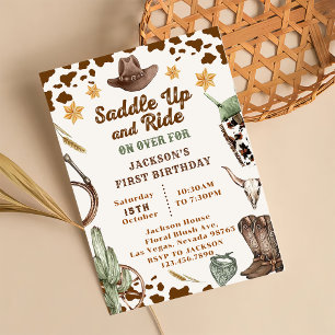 Western Saddle Up And Ride On Over For Birthday  Invitation