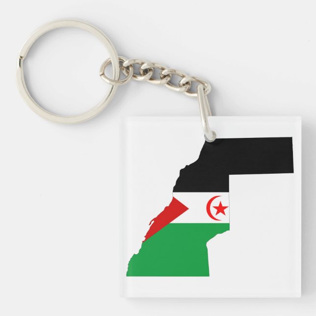 western sahara country flag map shape symbol keychain (Front)